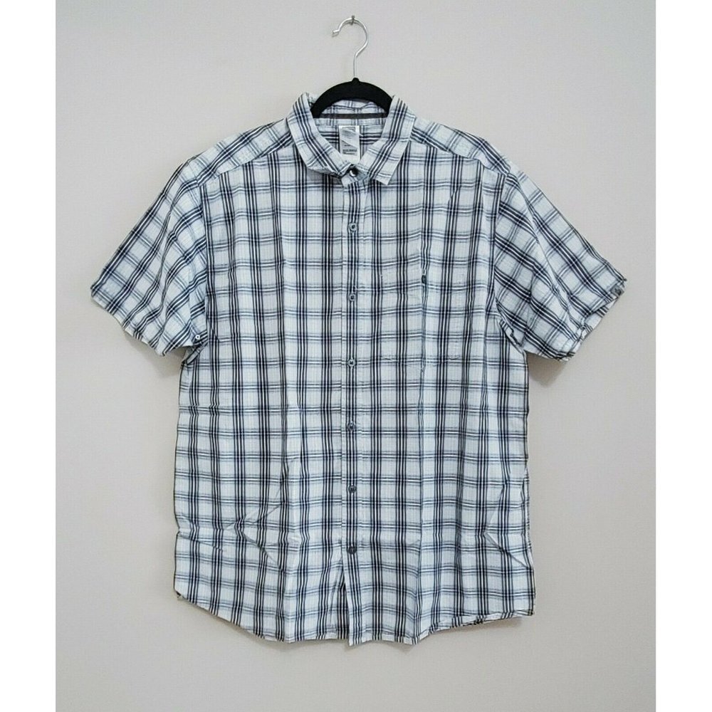 The North Face Button Up Shirt Men's Size XL Blue Plaid Short Sleeve  Cotton